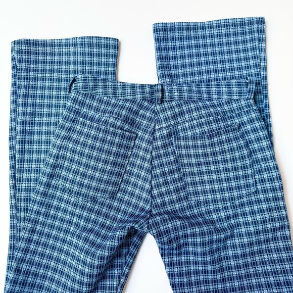 Vintage B'REAL 90's Mid Rise Blue Plaid Flared Pants Women's Small - Picture 9 of 10